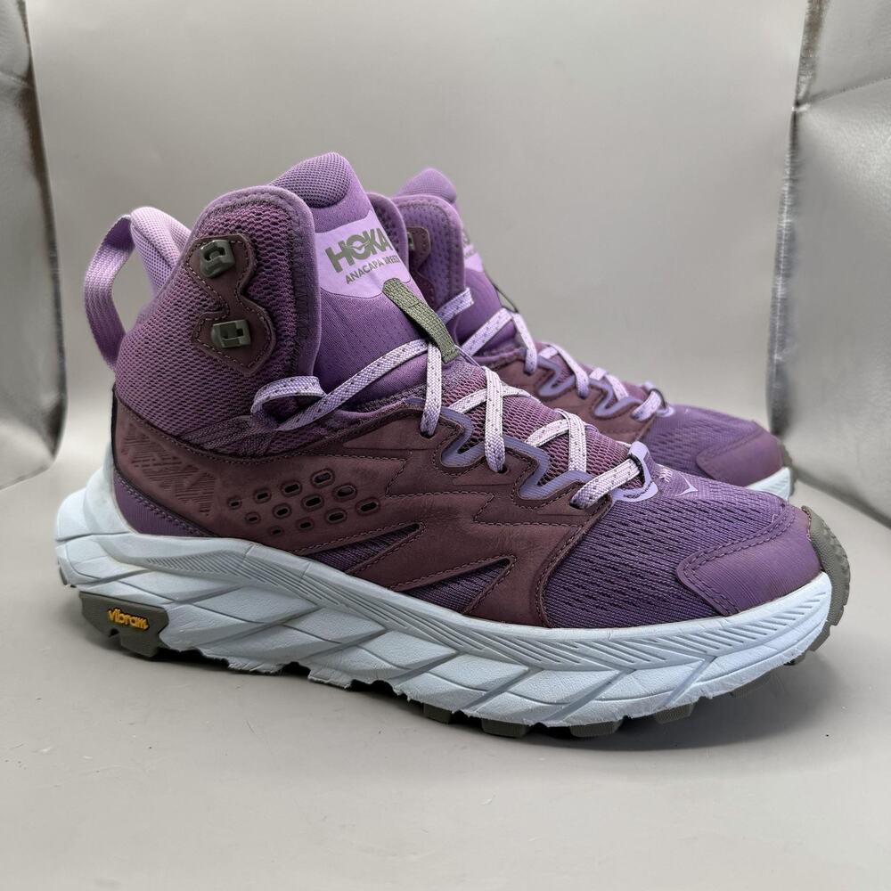 Hoka One Anacapa Breeze Mid Shoes Womens Size 9 Purple Hiking Trail 1134506 AMTL